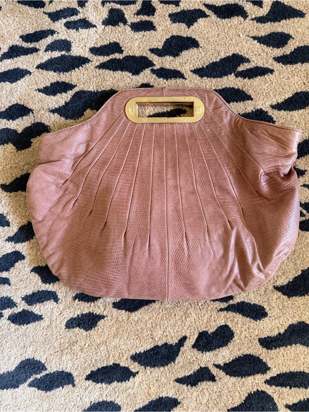 Vintage BCBG Max Azria leather and brass handbag